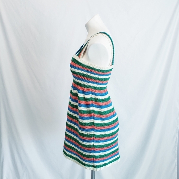 NWT Zara Crochet Knit Stripe Mini Dress Sleeveless Sustainable - Picture 5 of 14